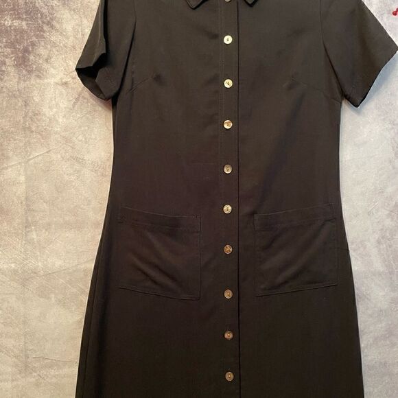 Talbots Black Button front Dress size 4 maxi work weekend peasant cottagecore - Picture 1 of 10